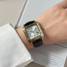 Men's Square Roman Numeral Quartz Watch, Luxury Stainless Steel Case, Black Leather Strap, Automatic Style Wristwatch, Waterproof, Business Dress Watch, Date Display, Elegant Watch, Suitable for Gentlemen's Casual and Formal Daily Wear