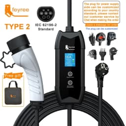 Feyree EV Portable Charger Type2 / GB/T Plug Connector 16A 1Phase 3.5KW Type1 3.5m Wallbox Charging Station for Electric Vehicle