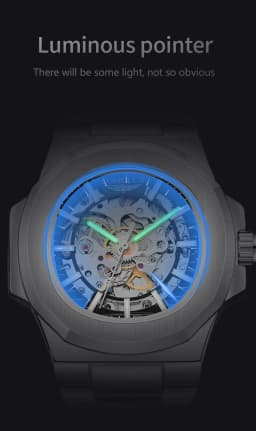 LONGLUX Men Automatic Mechanical Watch Luxury Watches Waterproof Skeleton Business Cheap Wholesale Stainless Steel Gift Watch