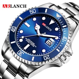 Stainless Steel Watch 40mm Business Fashion Red Blue Circle Diving Series Magnifying Glass Calendar Quartz Watches montre homme