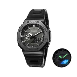 X-GEAR Digital Sports Electronic Unisex Watch Dual Display Full Function LED Alloy Large Time Steel Strap