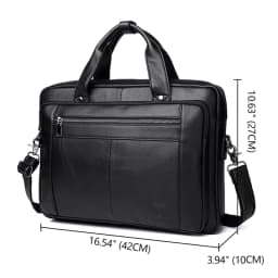 SCHLATUM Genuine Leather Bussiness Briefcases Black for Men luxury handbags Laptop Briefcase Bags 16 inch Office Computer bag