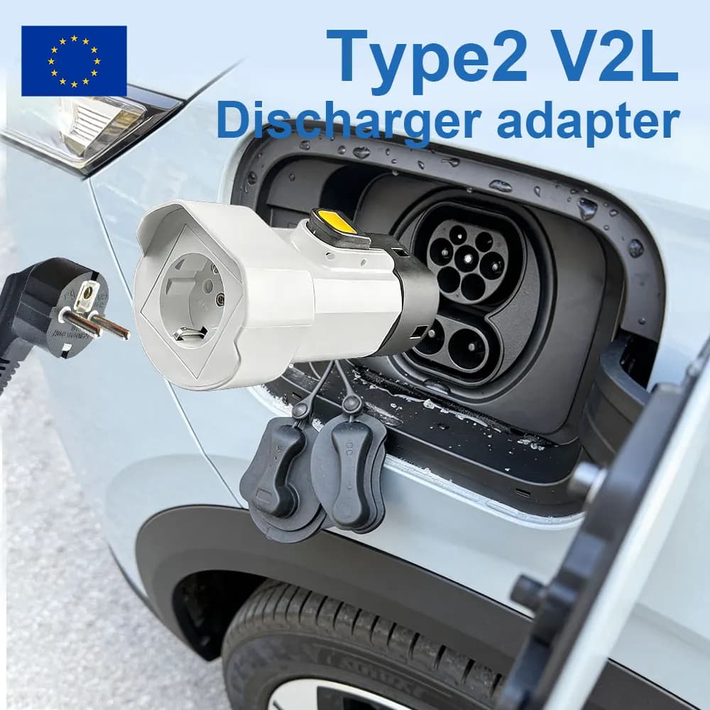 Type2 V2L Discharger adapter 16A EU socket Discharge for BYD MG4 Geely Jaecoo Omoda SAMRT Renault Hyundai ZEEKR XPENG NAMMI