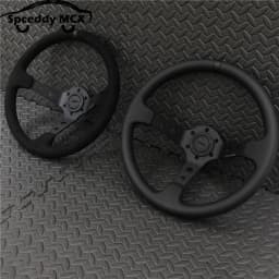 14inch 350mm Car Steering Wheel Suede Leather/Genuine leather Deep Concave Drift JDM Racing Black Edition 2407MOBE125