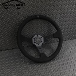14inch 350mm Car Steering Wheel Suede Leather/Genuine leather Deep Concave Drift JDM Racing Black Edition 2407MOBE125