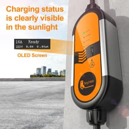 Feyree Type2 16A 3.5KW Portable EV Charger EVSE Charging Cable 5m with Schuko Plug Current Adjustable for Electric Car Charger