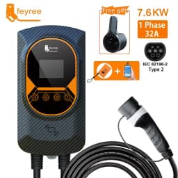 Feyree EV Charging Station 32A Electric Vehicle Car Charger EVSE Wallbox Wallmount 7.6/11/22KW Type2 Cable IEC62196 APP Control