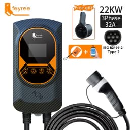 Feyree EV Charging Station 32A Electric Vehicle Car Charger EVSE Wallbox Wallmount 7.6/11/22KW Type2 Cable IEC62196 APP Control