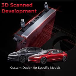65W USB Hub for Tesla Model Y Juniper 2026 Fast Charger Model 3 Highland Charger Hub 4-Ports Retractable Phone Charger USB Hub