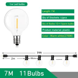 Festoon LED Globe String Light Fairy LED G40 Outdoor For Christmas Party Garden Decorative Garland Lamp Street Patio Backyard