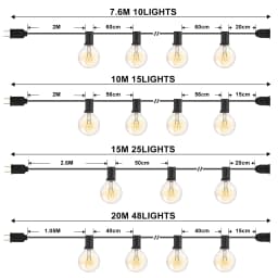 GANRILAND G40 Tungsten Outdoor String Light EU US Plug 7W Globe Edison Incandescent Lamp Bulbs Waterproof IP44 Fairy Light Chain