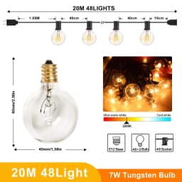 GANRILAND G40 Tungsten Outdoor String Light EU US Plug 7W Globe Edison Incandescent Lamp Bulbs Waterproof IP44 Fairy Light Chain