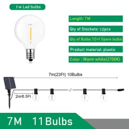 Festoon Solar LED Globe G40 String Light Fairy Outdoor For Christmas Party Garden Decorative Garland Lamp Street Patio Backyard