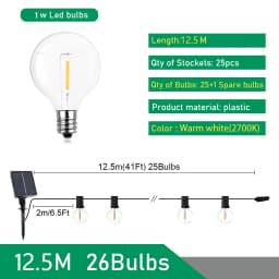 Festoon Solar LED Globe G40 String Light Fairy Outdoor For Christmas Party Garden Decorative Garland Lamp Street Patio Backyard