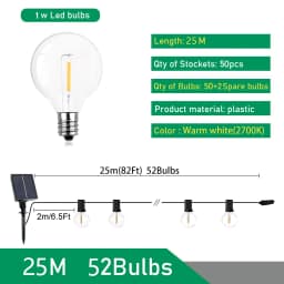 Festoon Solar LED Globe G40 String Light Fairy Outdoor For Christmas Party Garden Decorative Garland Lamp Street Patio Backyard