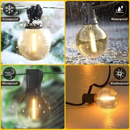 Festoon Solar LED Globe G40 String Light Fairy Outdoor For Christmas Party Garden Decorative Garland Lamp Street Patio Backyard
