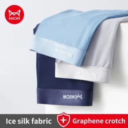 MiiOW 3Pcs Summer Thin Ice Silk Men Boxershorts Graphene Antibacterial Man Underwear Breathable Cool Men's Panties Boxershorts