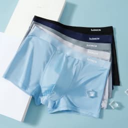 MiiOW 3Pcs Summer Thin Ice Silk Men Boxershorts Graphene Antibacterial Man Underwear Breathable Cool Men's Panties Boxershorts