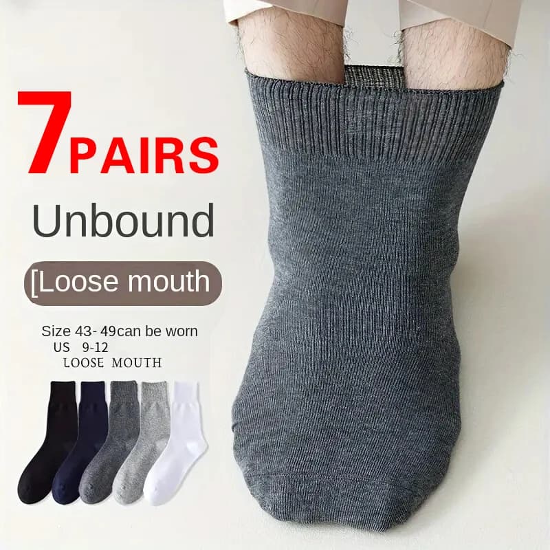 7 Pairs Man Non Binding Diabetes Socks Comfortable Breathable Socks Suitable For Elderly Man For Fat Feet Men Plus Size39-48