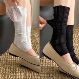 Ballet Stamped Foot Pile-up Leg Covers Women Summer Thin Twisted Mesh Breathable Ruffle Leg Warmers Paired with Knee-High Boots