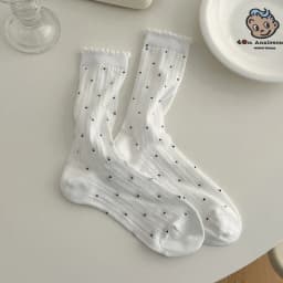 Summer Thin Polka Dot Women Socks Retro Harajuku Cotton Crew Socks Women Girl Fashion Soft Comfortable Japanese Kawaii Cute Sox