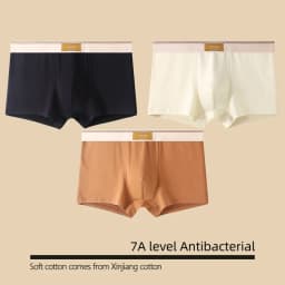 1/3Pcs Set Solid Color Men's Boxer Shorts Breathable Cotton Elastic Boyshorts Antibacterial 7A Level Comfortable Male Underwear