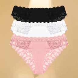 FINETOO 3Pcs Lace Hollow Out Underwear for Women Sexy Low-Waist Floral Briefs Female Invisible Breathable Lingerie Soft Intimate