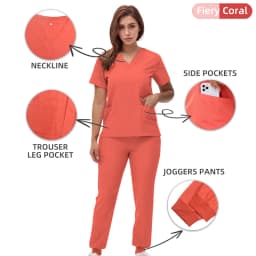 Stretchy Nurse Uniforms V-neck Top Jogger Pants Scrub Sets Surgical Workwear Dentist Nursing Suit Hospital Doctor Outfit S21