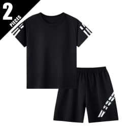 2/4 Pcs Boys' Summer Solid Color Quick Drying Breathable Set Big Kids' Loose Sports Running Hiking Outdoor Short Sleeved Shorts