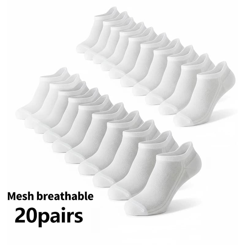 10/20 Pairs Men's Ankle Socks, Breathable Mesh Sports Socks, Casual Athletic Summer Thin Short Socks