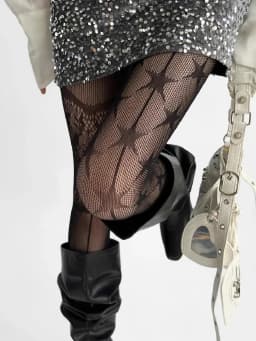 High Street New Designer Socks Punk Gothic Nylon Sexy Fishnet Stockings Mesh Hollowed Out Tights Women AB-style Stars Pantyhose