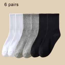 3/6 Pairs Women Mid-Tube Socks Solid Colour Autumn Winter Breathable Comfortable Sport Sweat Absorbent Man And Women's Socks