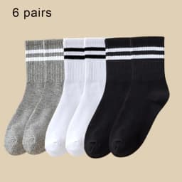3/6 Pairs Women Mid-Tube Socks Solid Colour Autumn Winter Breathable Comfortable Sport Sweat Absorbent Man And Women's Socks