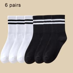 3/6 Pairs Women Mid-Tube Socks Solid Colour Autumn Winter Breathable Comfortable Sport Sweat Absorbent Man And Women's Socks