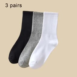 3/6 Pairs Women Mid-Tube Socks Solid Colour Autumn Winter Breathable Comfortable Sport Sweat Absorbent Man And Women's Socks