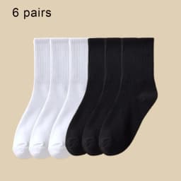 3/6 Pairs Women Mid-Tube Socks Solid Colour Autumn Winter Breathable Comfortable Sport Sweat Absorbent Man And Women's Socks