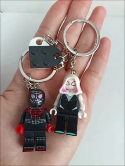 2pcs/set Handmade Cartoon Spider Miles And Gwen Couple Keychain Anime Keyring Cosplay Props for Lovers Backpack Christmas Gifts