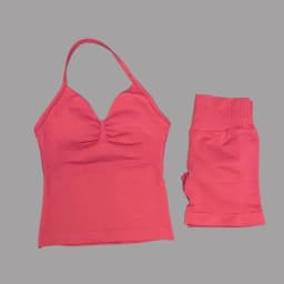 Yoga 2 Pieces Gym Set Women Backless Halter Tops High Waist Seamless Shorts Gym Suit Fitness Sports Bras Sportswear Workout Sets