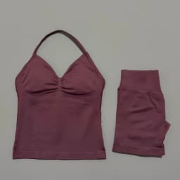 Yoga 2 Pieces Gym Set Women Backless Halter Tops High Waist Seamless Shorts Gym Suit Fitness Sports Bras Sportswear Workout Sets