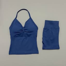 Yoga 2 Pieces Gym Set Women Backless Halter Tops High Waist Seamless Shorts Gym Suit Fitness Sports Bras Sportswear Workout Sets