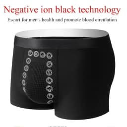 Men’s Boxer Shorts Non-Marking Mid Waist Anion Technology Comfort Underwear Breathable Massage Design Black Men’s Underpants