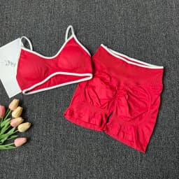 Peach Buttock Yoga Suit Women Gym Seamless Suspender Gathering Bra High Waist Hip Lifting Belly Tightening Shorts Fitness Set
