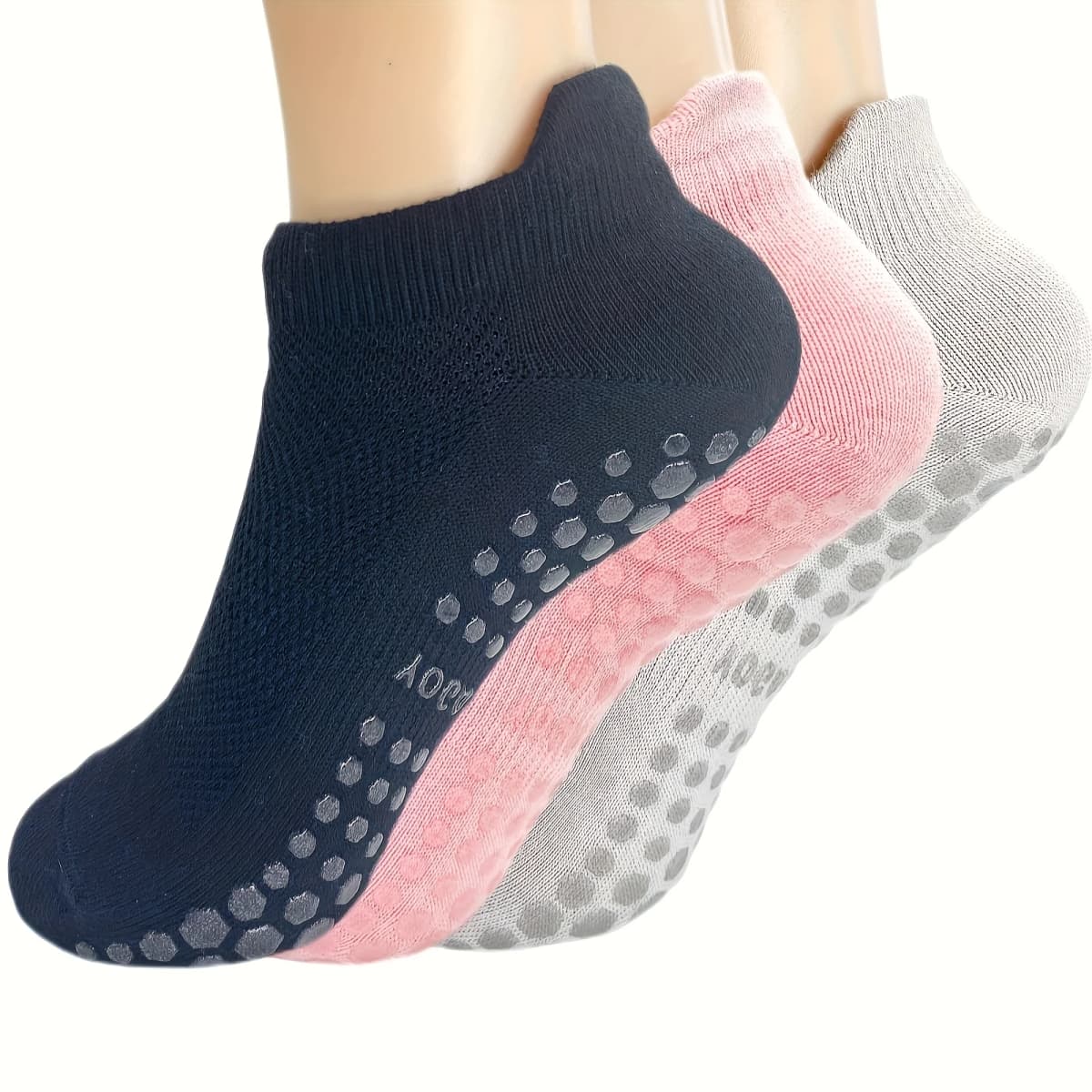 3 Pairs Grip Pilates Socks for Women Yoga Athletic Socks for Barre Ballet Barefoot Workout