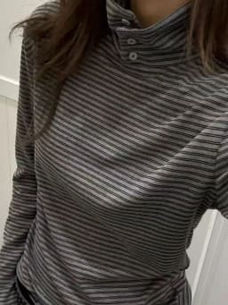 Kimotimo Retro Striped Turtleneck Long Sleeve T-shirts Women 2026 New Slim Fit Base Tops Korean Y2k Aesthetic Tees Ropa Mujer