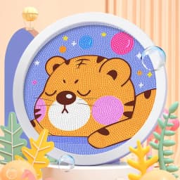Round Frame Unicorn Diamond Painting Kitten Children's Handmade Dinosaur Creative Diamond Stickers Tiger DIY Point Diamond Paint