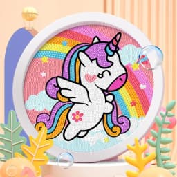 Round Frame Unicorn Diamond Painting Kitten Children's Handmade Dinosaur Creative Diamond Stickers Tiger DIY Point Diamond Paint