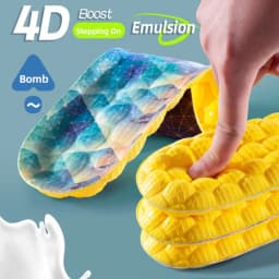 1Pair 4D Cloud Technologyt High Elasticity Sports Deodorant Insoles for Shoes Yellow PU Sole Breathe for Feet Men Running Insole
