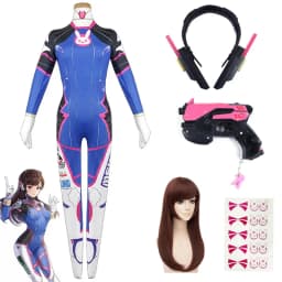 Game Overwatch Dva Cosplay Costumes Tights Jumpsuit Wig Headphone Gun Cosplay Props Tattoo Stickers Suit Woman Party Zentai Cos