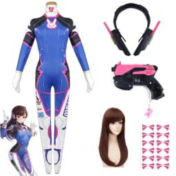 Game Overwatch Dva Cosplay Costumes Tights Jumpsuit Wig Headphone Gun Cosplay Props Tattoo Stickers Suit Woman Party Zentai Cos