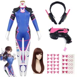 Game Overwatch Dva Cosplay Costumes Tights Jumpsuit Wig Headphone Gun Cosplay Props Tattoo Stickers Suit Woman Party Zentai Cos